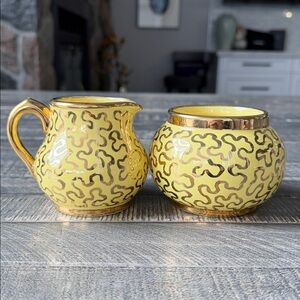 Vintage Sudlow's Burslem Art Deco Creamer & Sugar Bowl